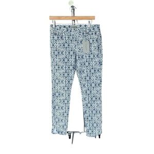 Hunkydory Stockholm Stylish Blue & Bone White Patterned Cropped Jeans Size 30